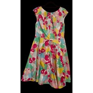 BODEN COLORFUL FIT AND FLARE‎ COASTAL COTTAGE BARBIECORE DRESS 14R